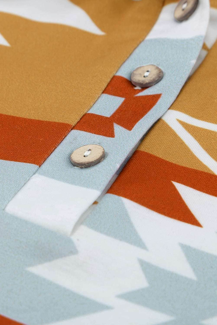 Yellow Tribal Aztec Print Hoodie