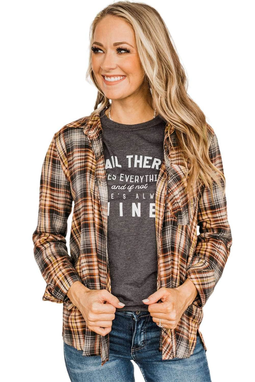 Plaid Print Buttoned Long Sleeve Shirt