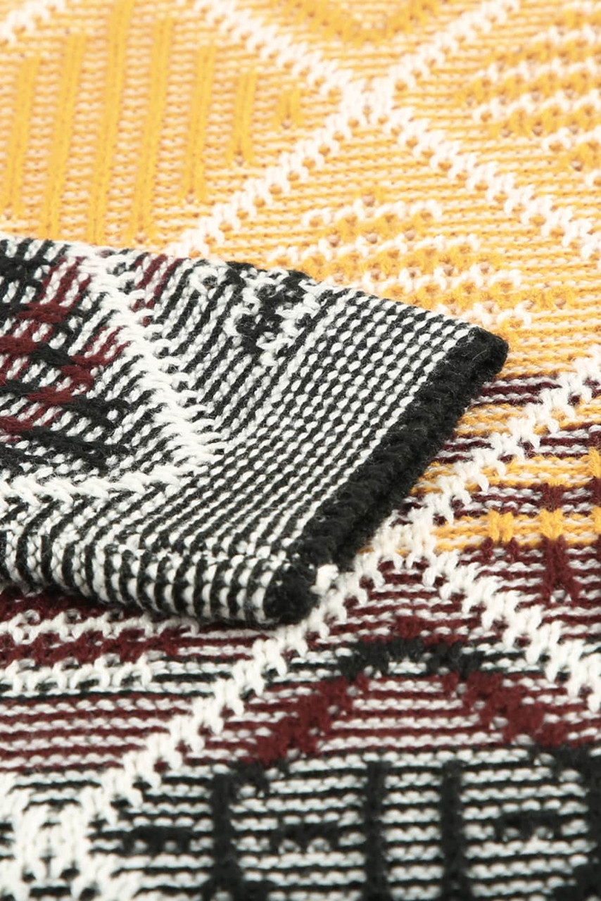 High Neck Geometric Colorblock Sweater High Neck Geometric Colorblock Sweater