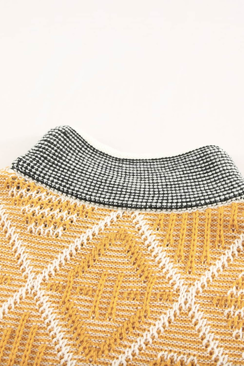 High Neck Geometric Colorblock Sweater High Neck Geometric Colorblock Sweater