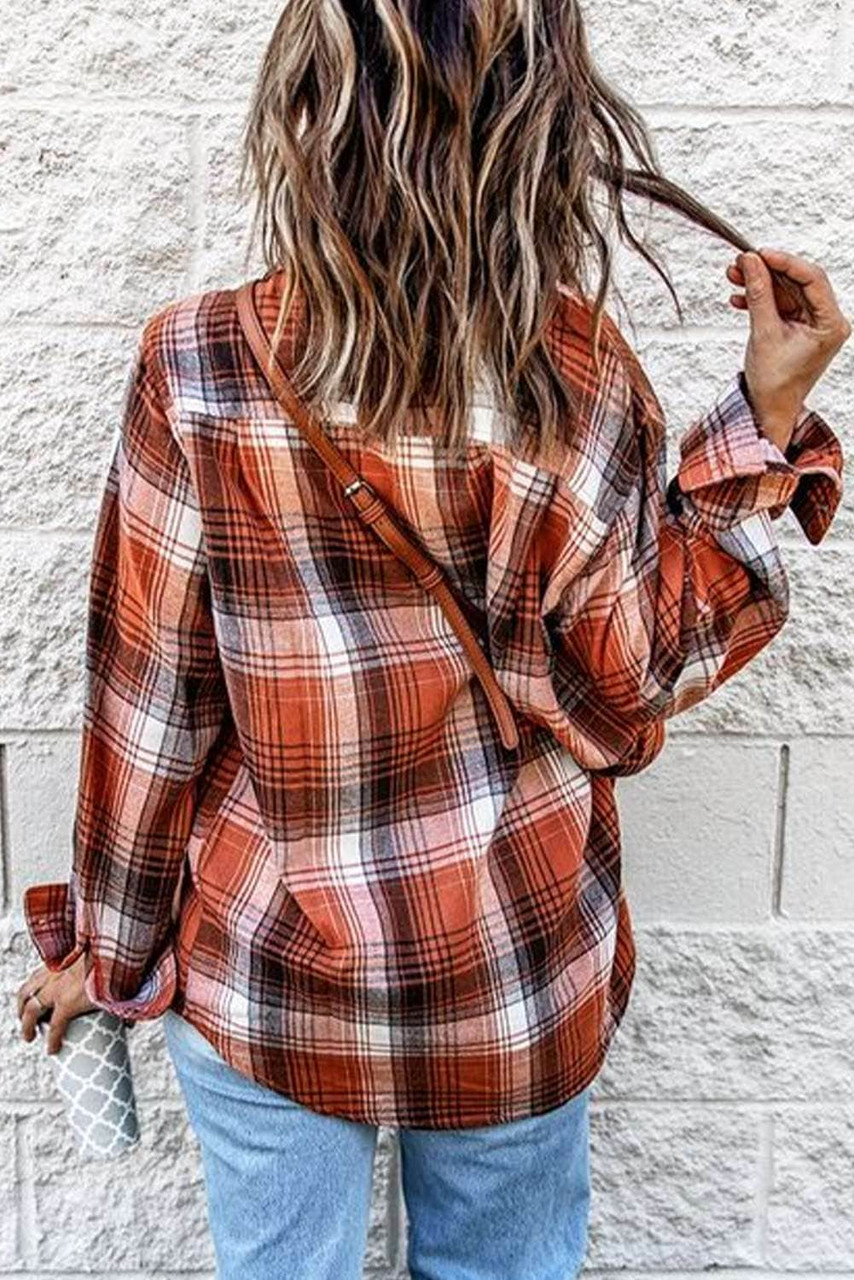 Plaid Long Sleeve Shirt with Pocket