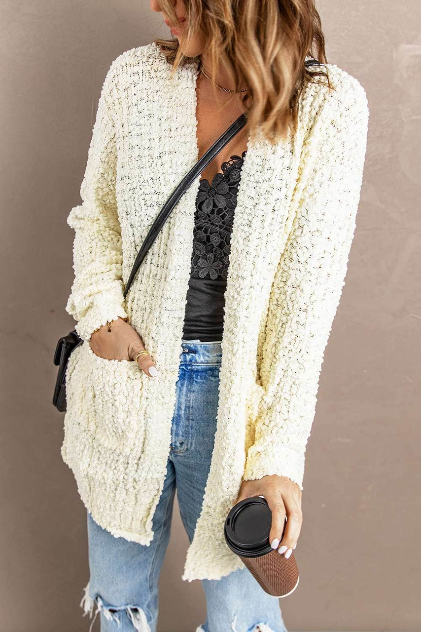 Creamy Pebble Beach Textured Cardigan