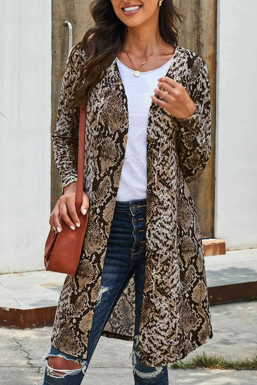 Snake Print Long Cardigan