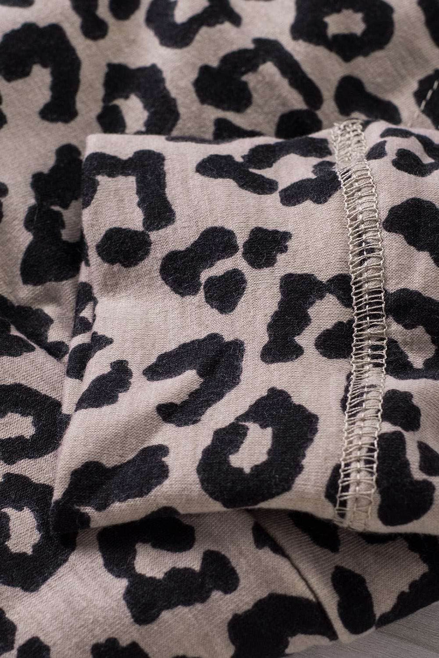 Leopard Print Zipper Hooded Coat with Pocket