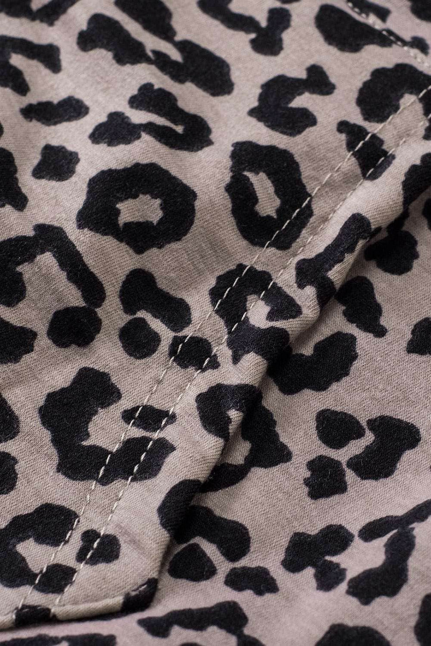 Leopard Print Zipper Hooded Coat with Pocket