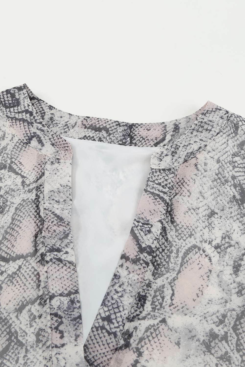 Snake Print V neck Ruffle Swing Mini Dress Snake Print V neck Ruffle Swing Mini Dress