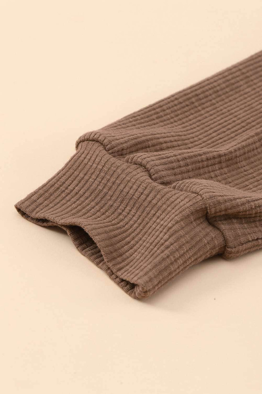 Asymmetric Puff Sleeve Ribbed Top