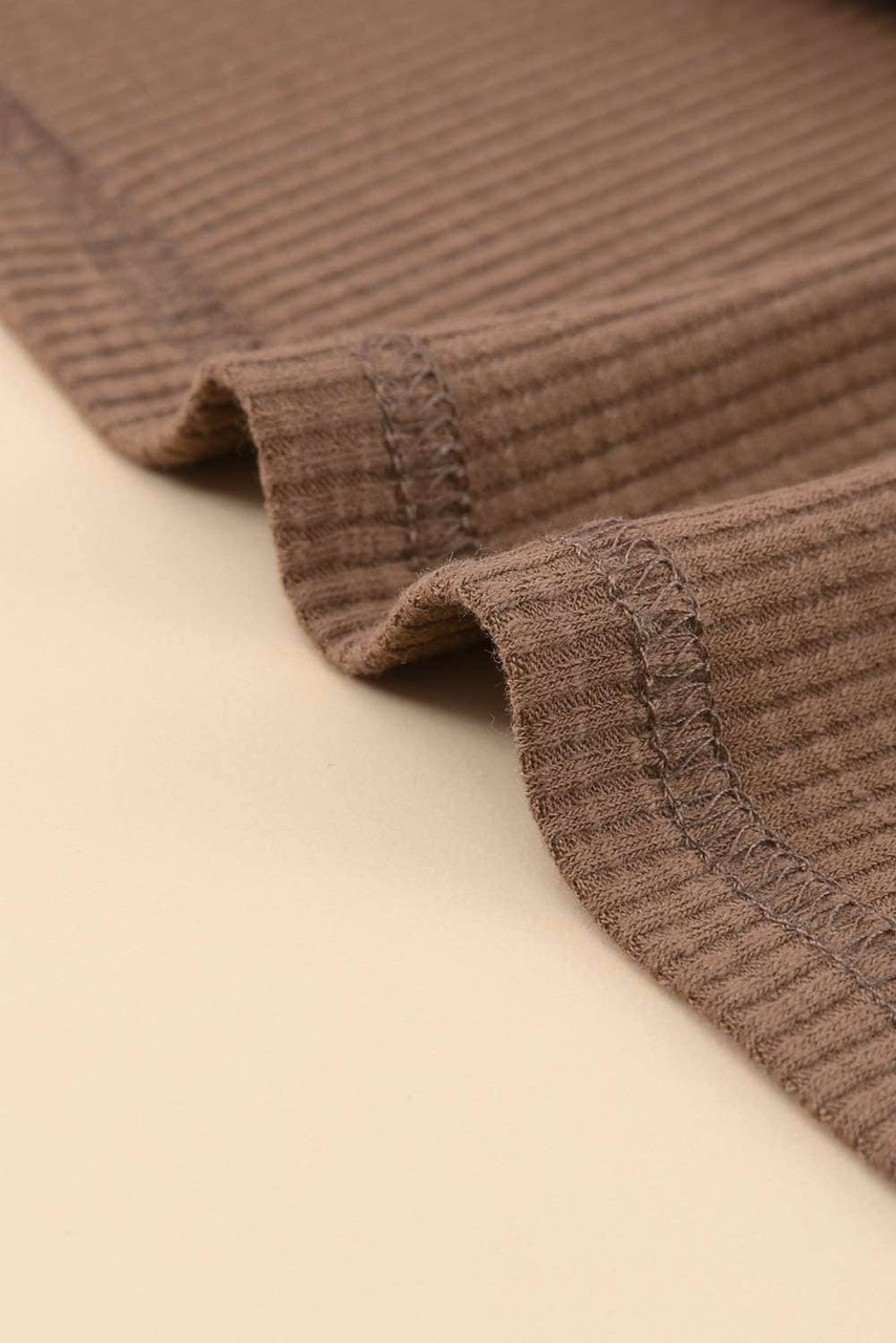 Asymmetric Puff Sleeve Ribbed Top