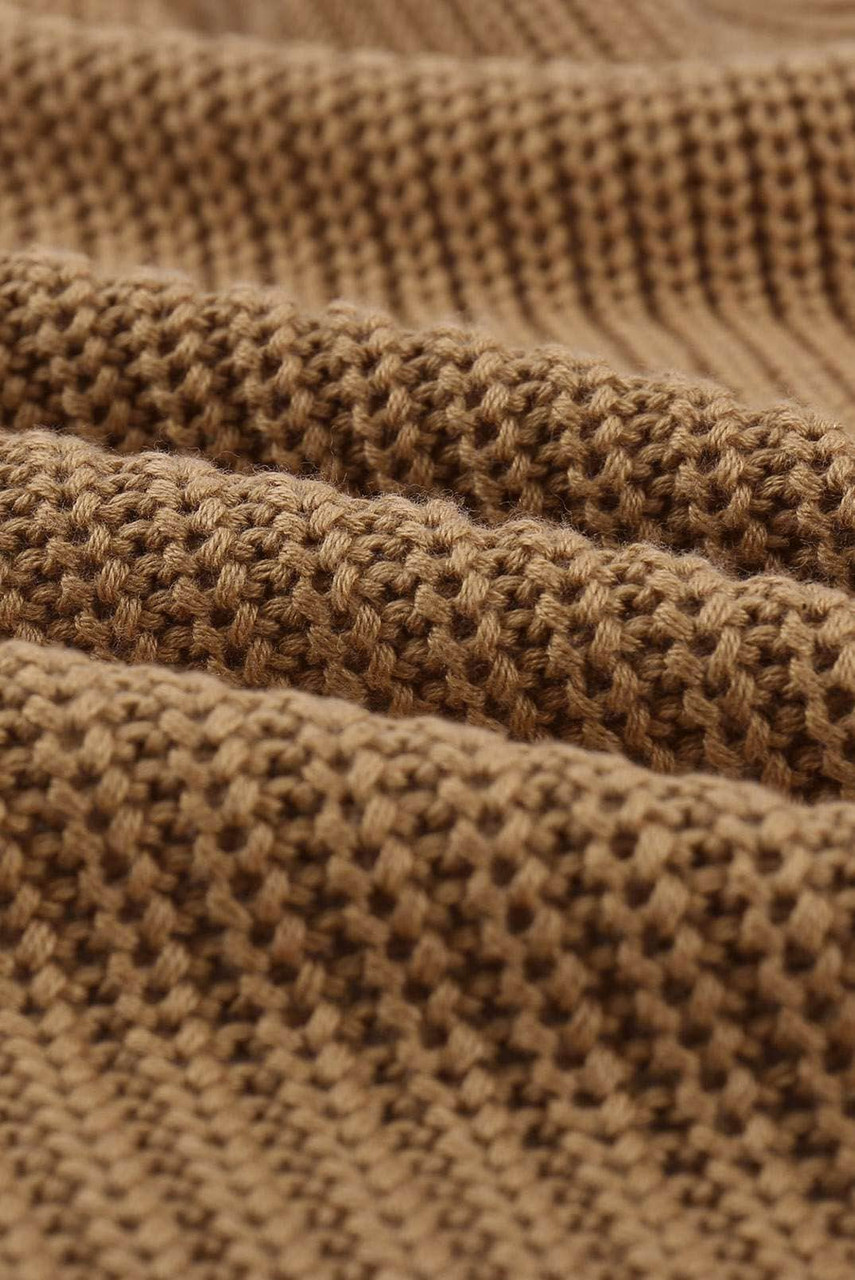 Apricot Drop Sleeve Cable Knit Cardigan with Slits