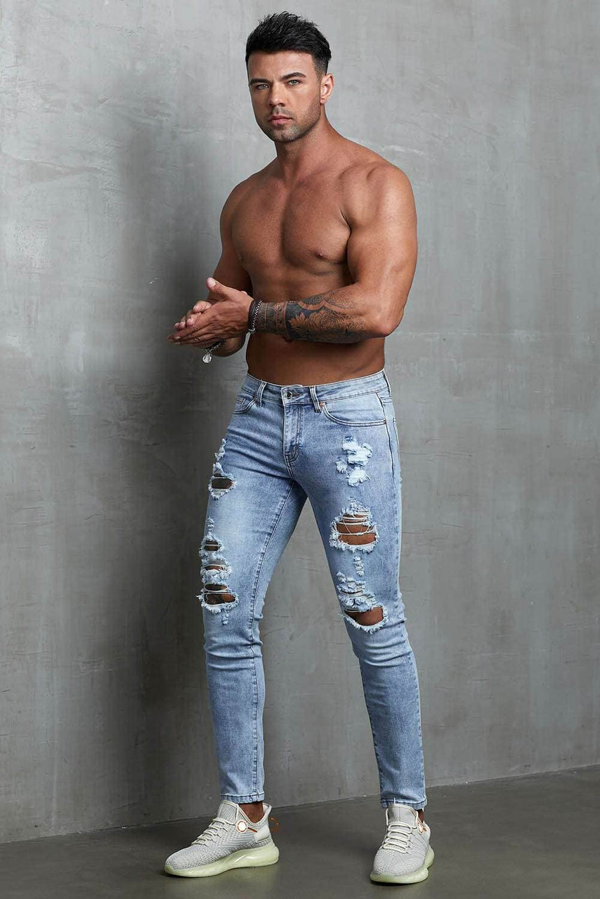 Men Ripped Slim Fit Skinny Jeans