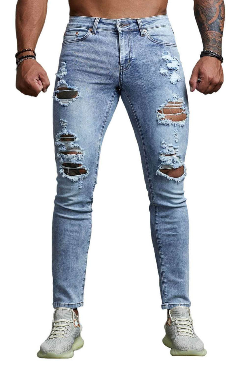 dark blue ripped skinny jeans