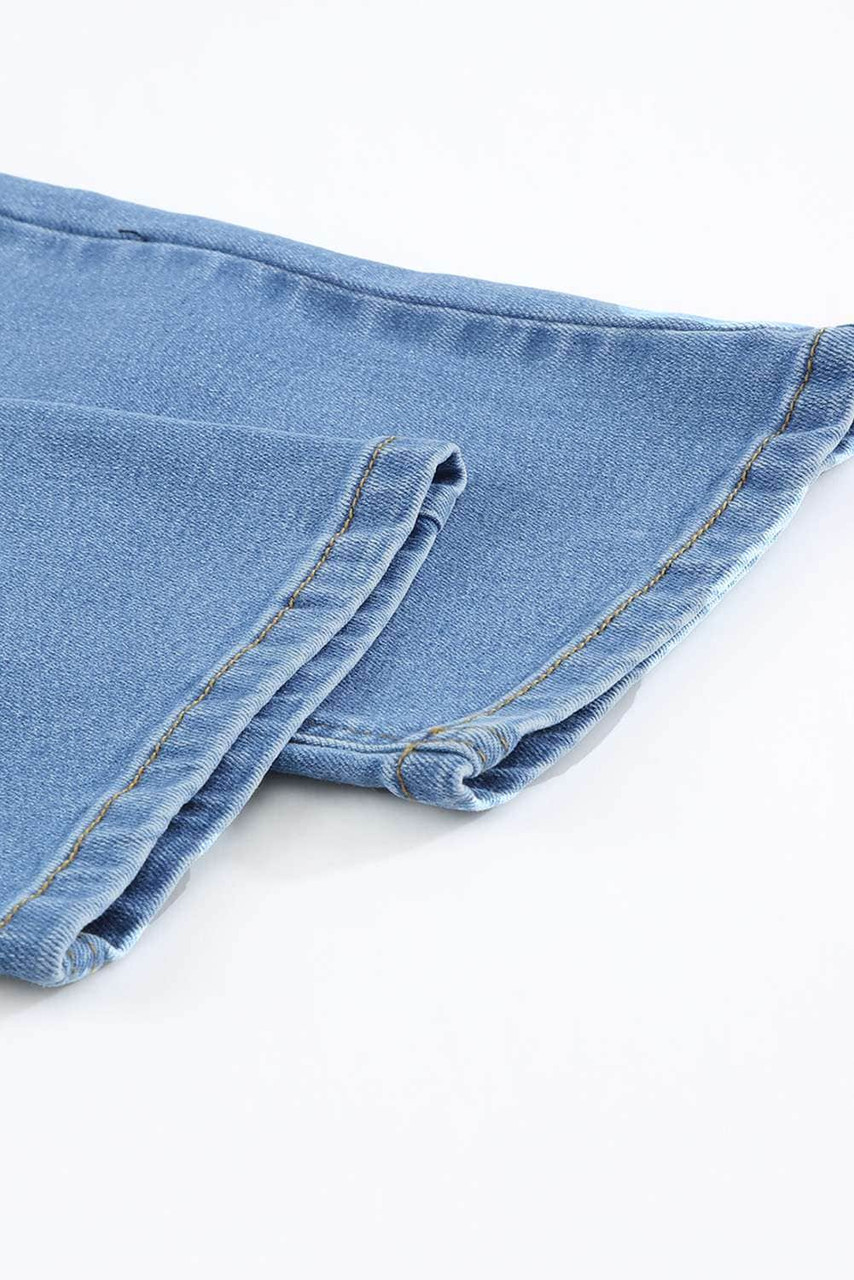 Distressed Holes Hollow-out Straight Jeans