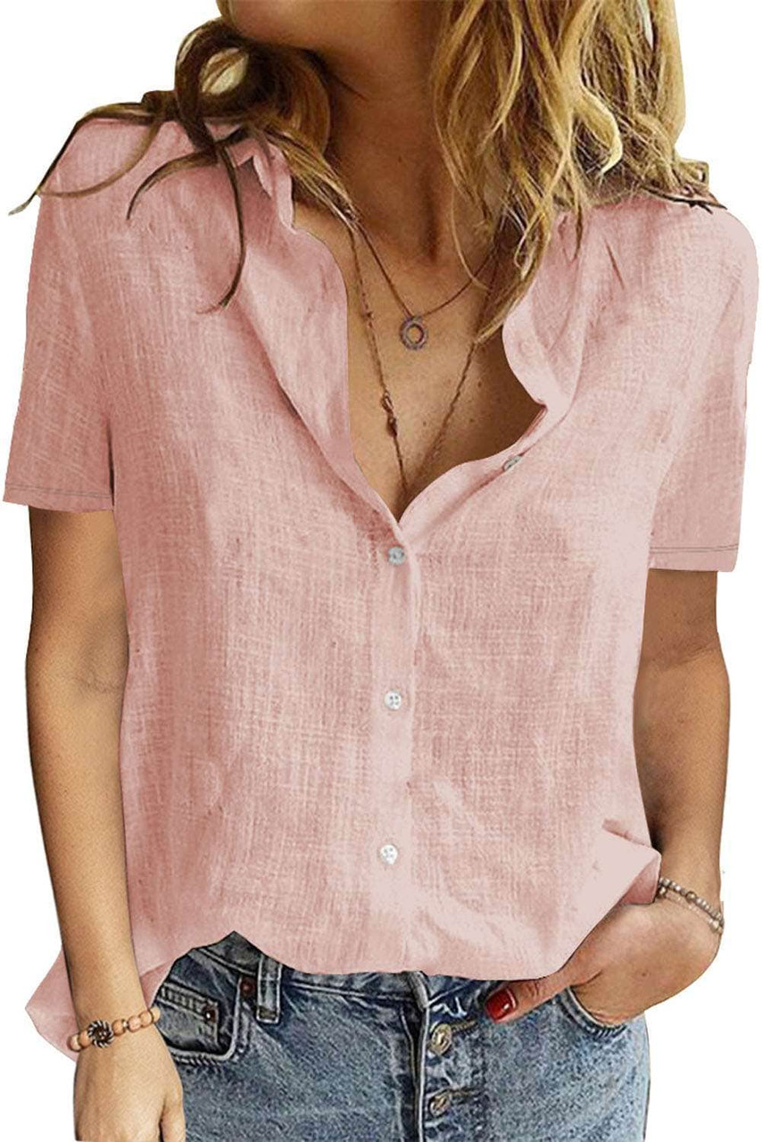 Pink Textured Short Sleeve Top