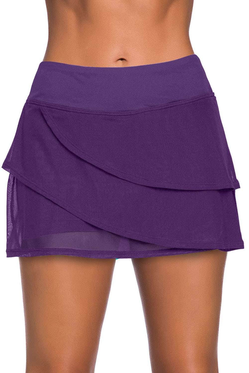 Purple Tiered Swim Culotte