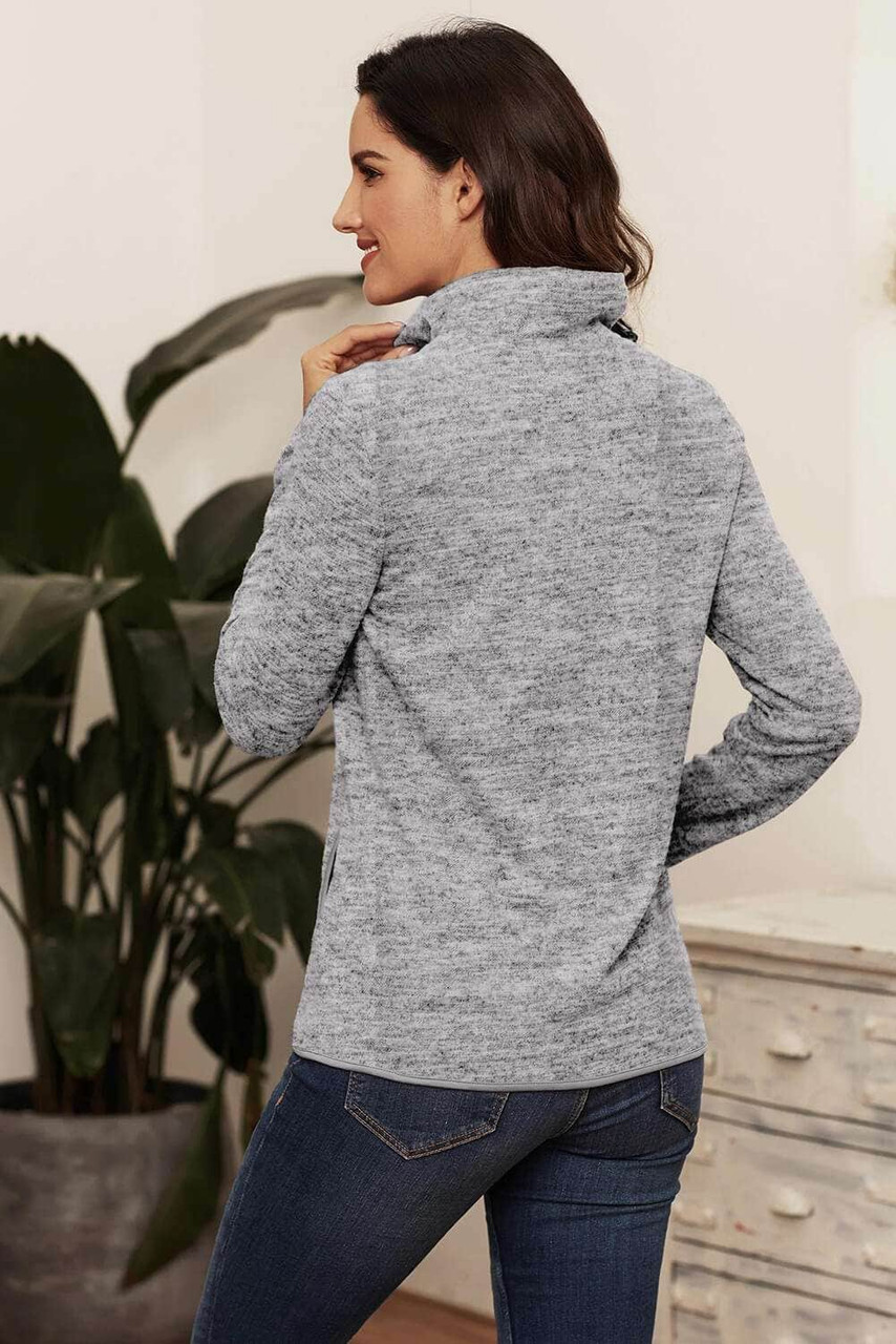 Gray Quarter Zip Pullover Sweatshirt