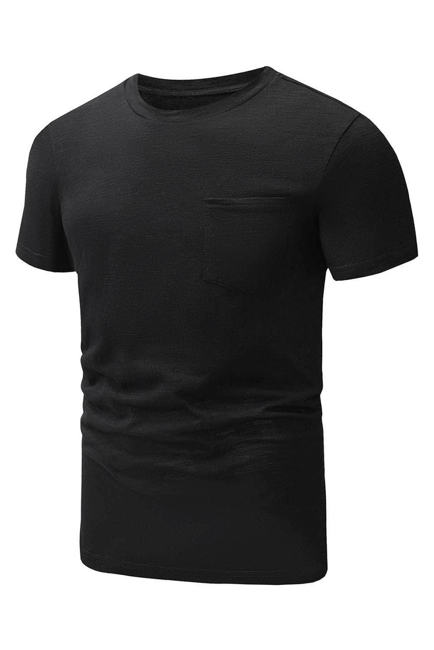 Black Solid Color Short Sleeve Men's T-shirt