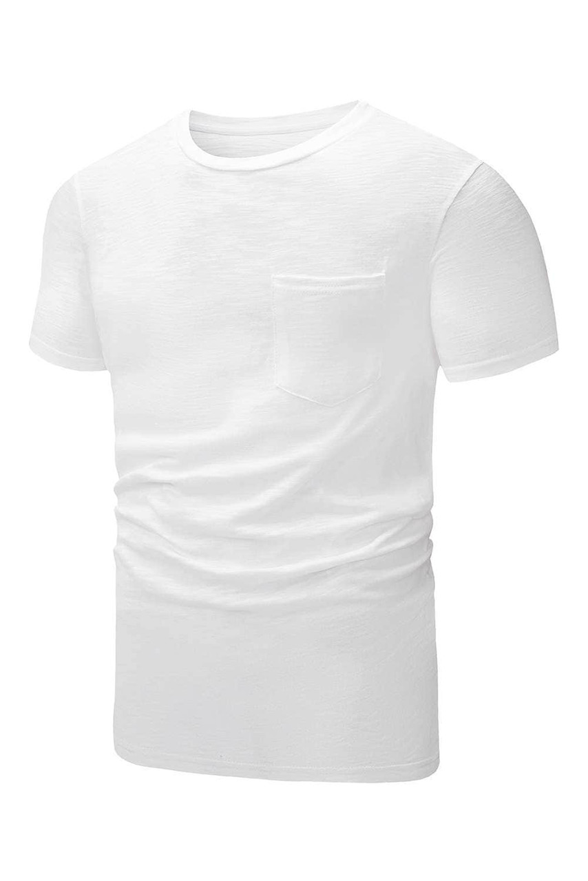 White Solid Color Short Sleeve Men's T-shirt