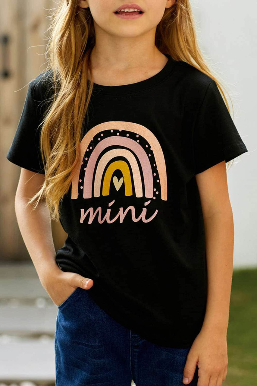 Black Rainbow mini Print Parent-child Kid T-shirt Black Rainbow mini Print Parent-child Kid T-shirt