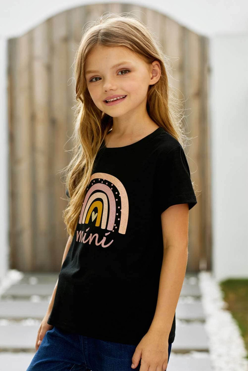 Black Rainbow mini Print Parent-child Kid T-shirt Black Rainbow mini Print Parent-child Kid T-shirt