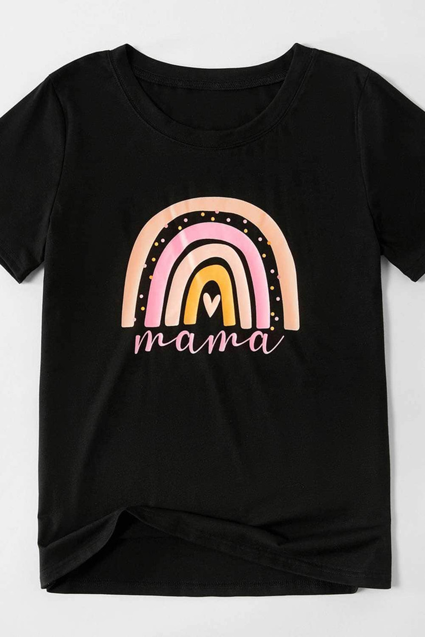 Black Rainbow mini Print Parent-child Kid T-shirt Black Rainbow mini Print Parent-child Kid T-shirt