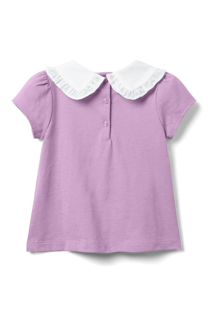 Purple Little Girl Peter Pan Collar Short Sleeve Top