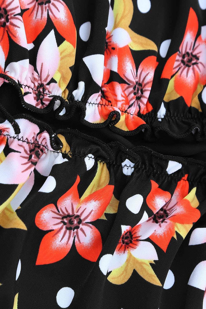 Multicolor Floral Print Ruffles One-piece Swimsuit