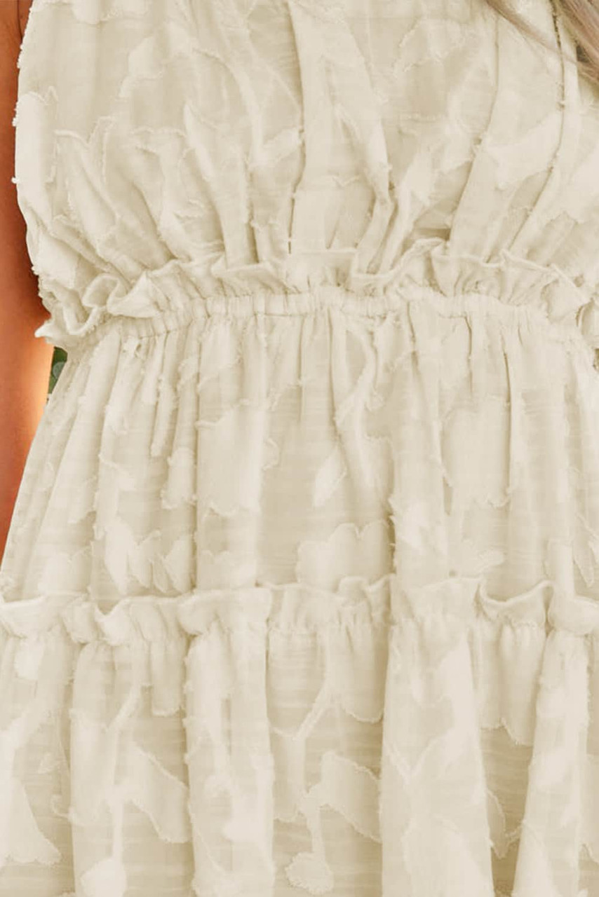 Beige Tiered Textured Babydoll Dress