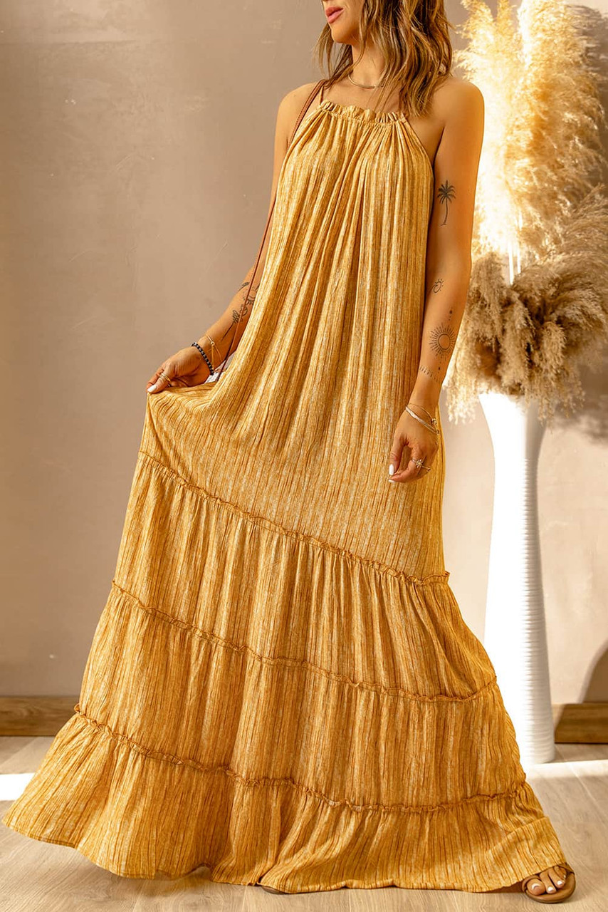 Sleeveless Pleated Maxi Dress