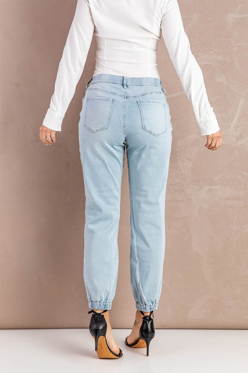 Sky Blue Acid Wash Jogger Jeans