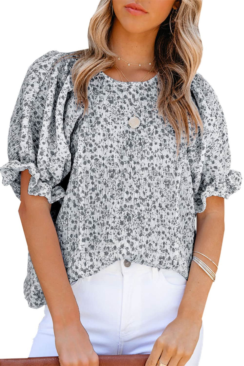 Black Floral Smocked Puff Sleeve Blouse Black Floral Smocked Puff Sleeve Blouse