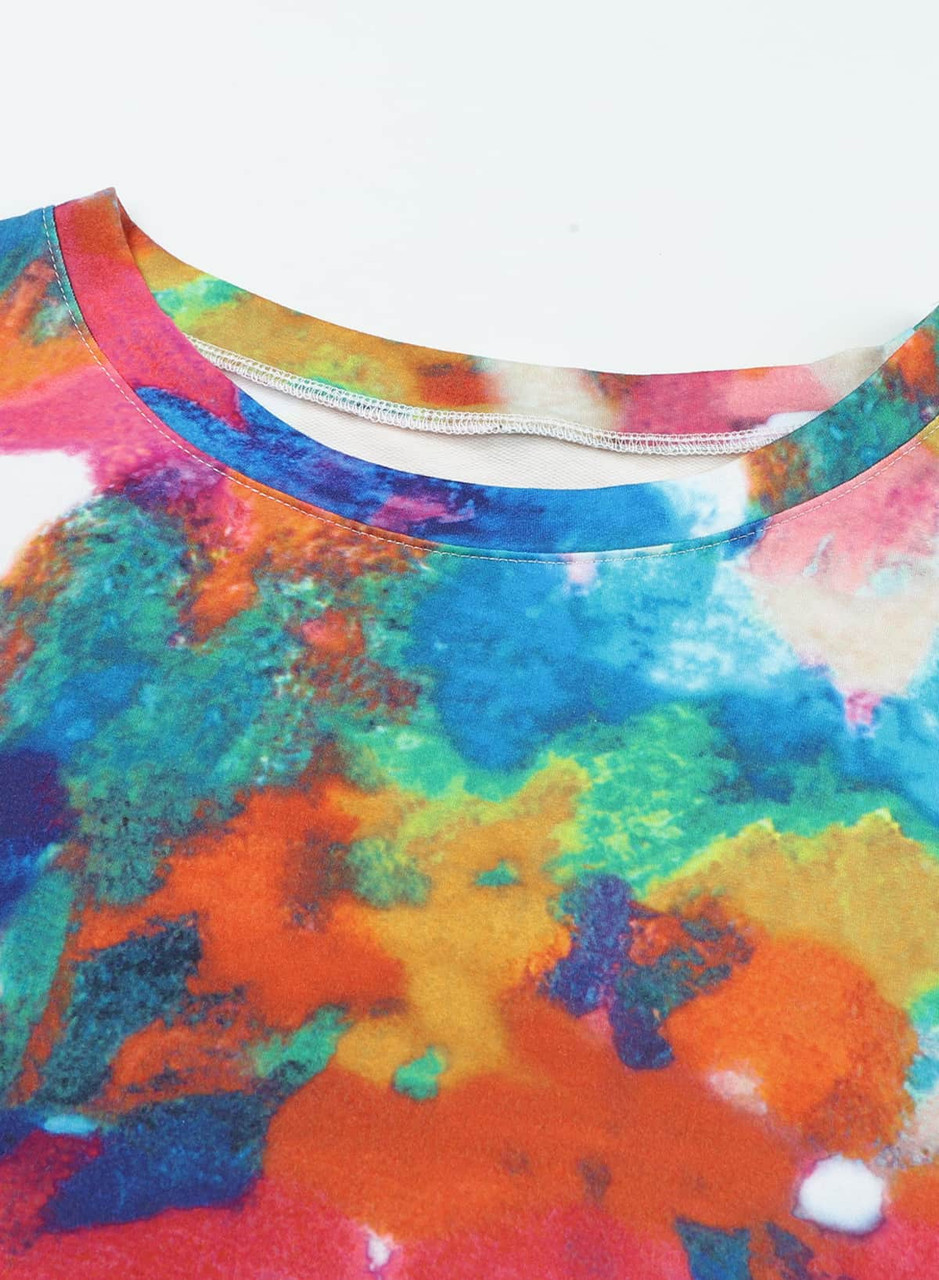 Multicolor Tie Dye Pocketed T Shirt Mini Dress