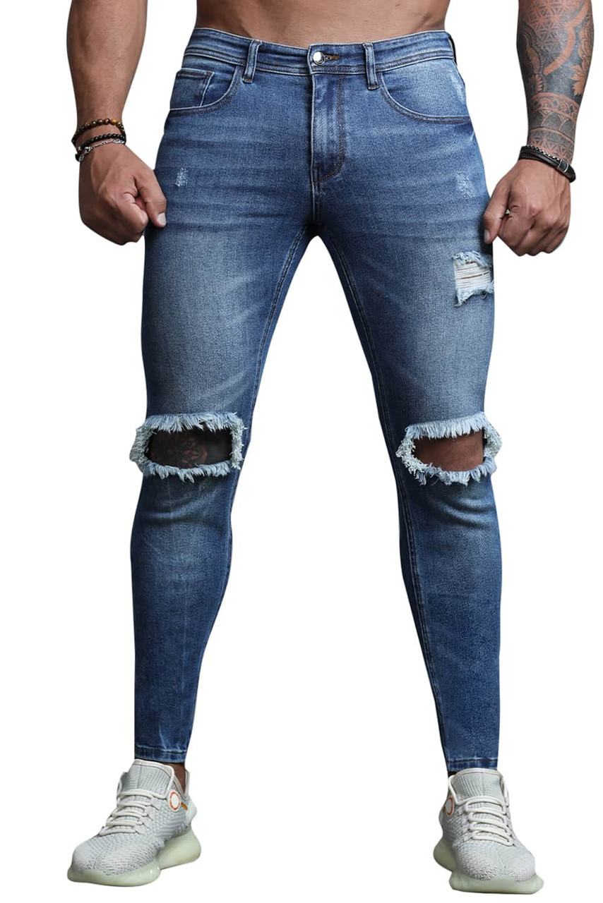 Blue Ripped Skinny Fit Men's Jeans Blue Ripped Skinny Fit Men's Jeans