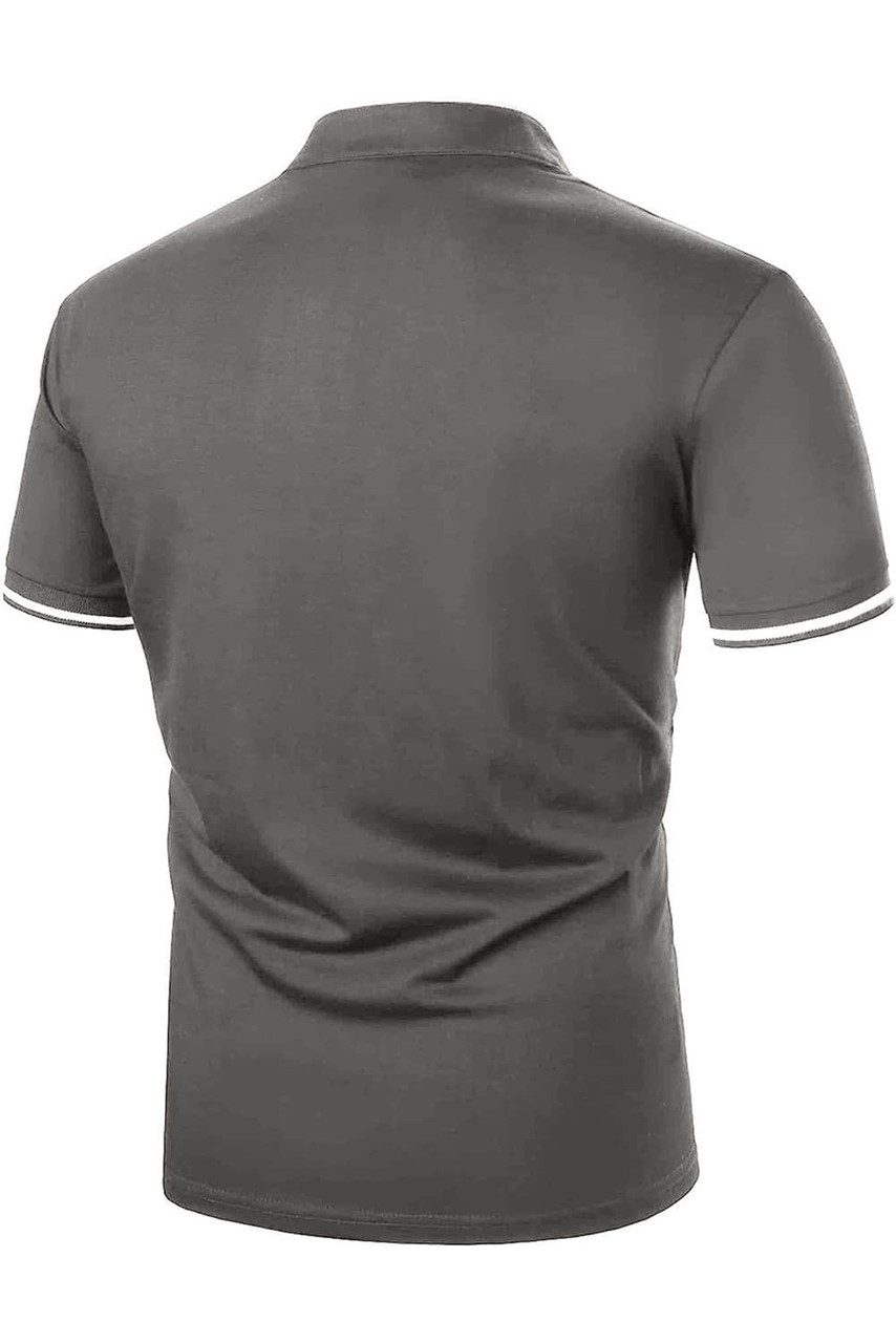 Gray Men's Regular-fit Pique Polo Shirt