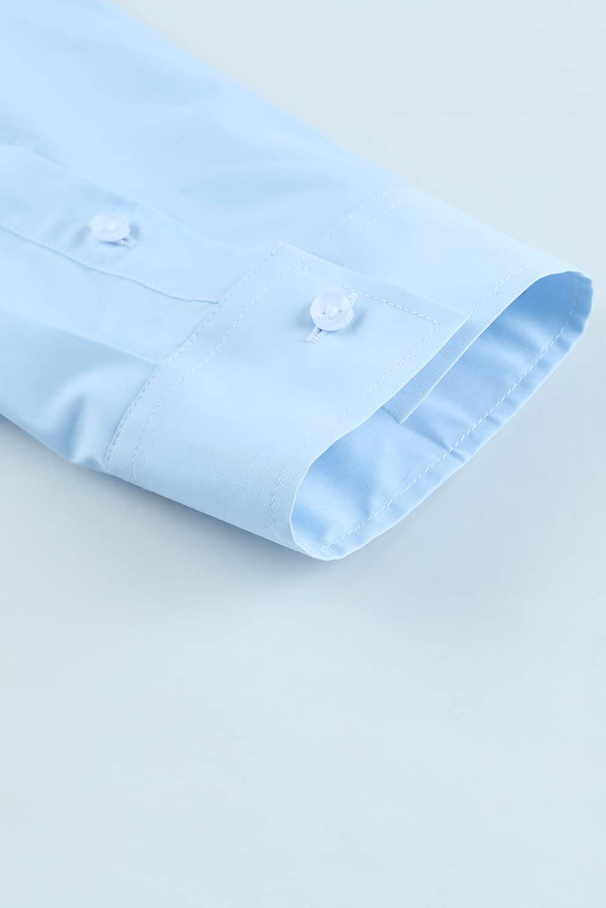 Sky Blue Solid Button-up Long Sleeve Men's Shirt