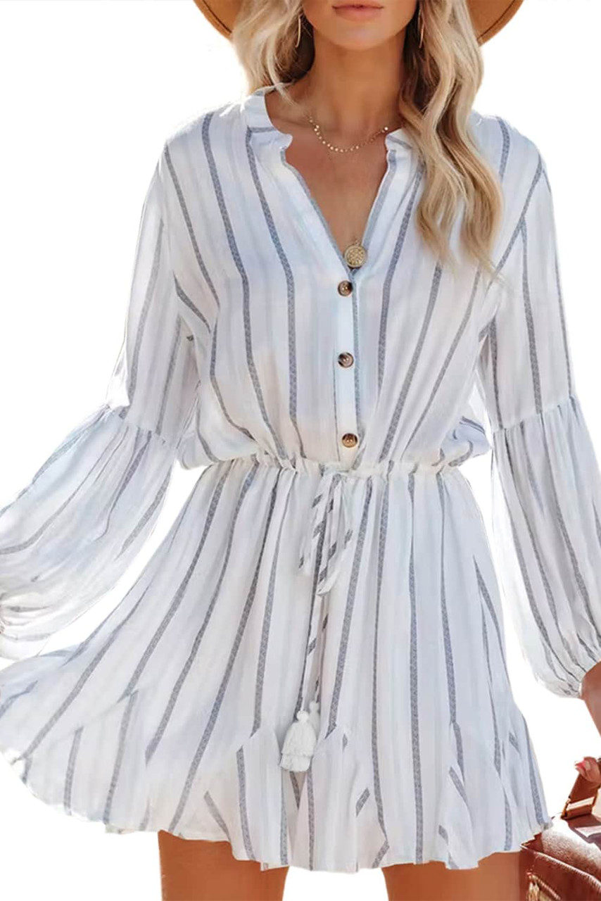 Striped Long Sleeve Mini Dress