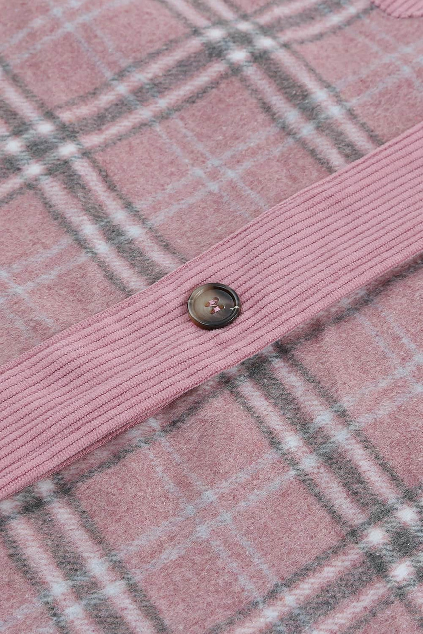 Pink Corduroy Plaid Pattern Shacket