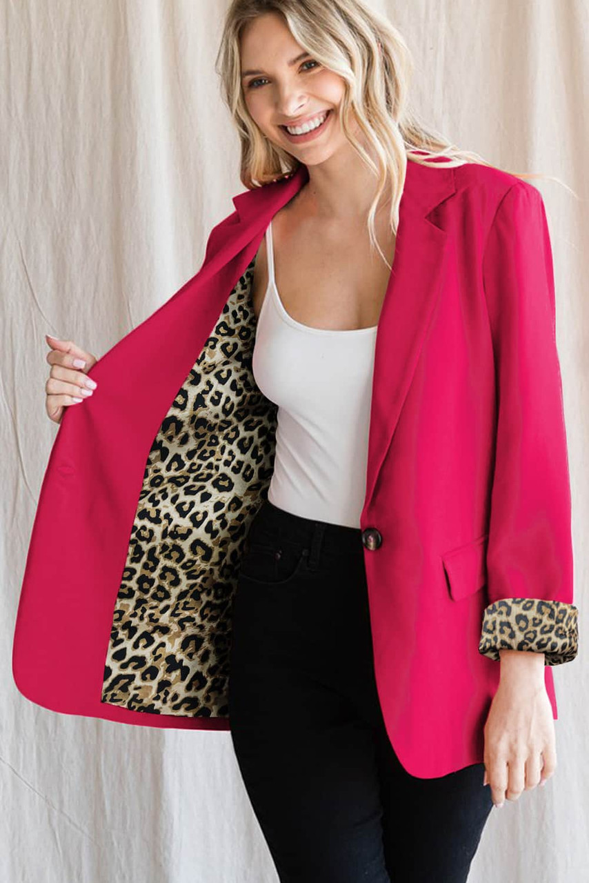 Rose Leopard Lined Blazer