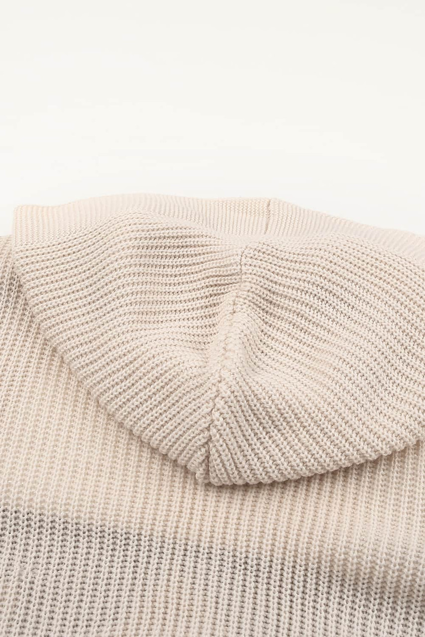 Apricot Hooded Pockets Open Front Knitted Cardigan Apricot Hooded Pockets Open Front Knitted Cardigan