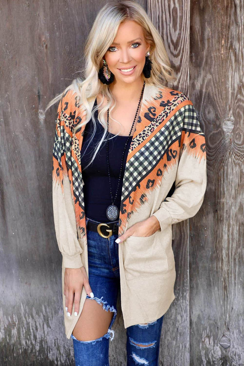 Plaid Leopard Chevron Cardigan