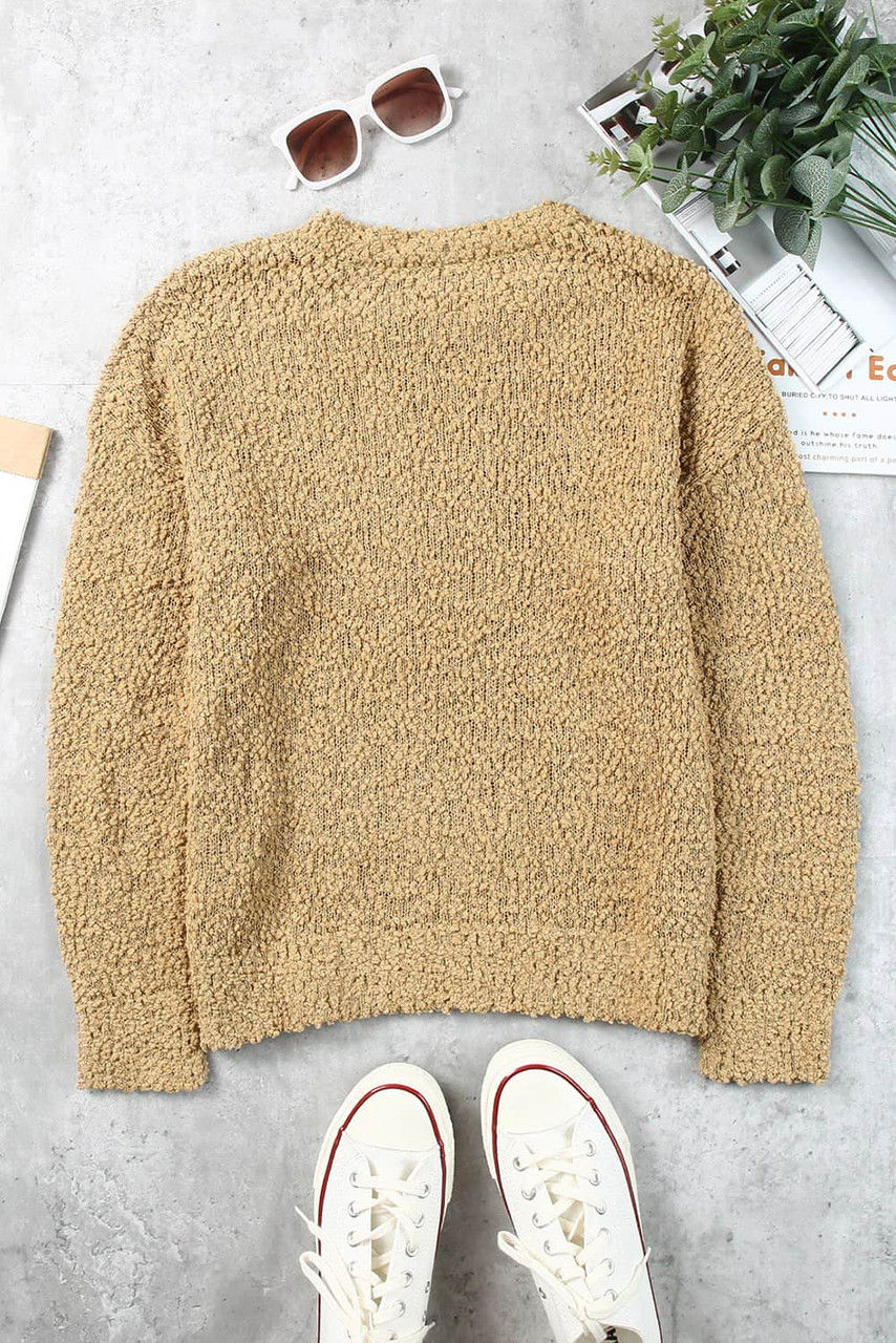 Apricot Porncorn Drop Shoulder Pullover Knit Sweater