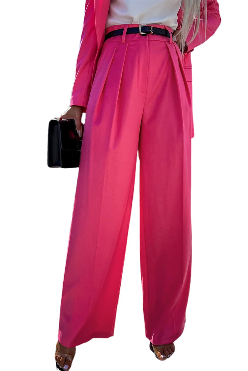 Rose Pleated High Waist Wide Leg Casual Pants