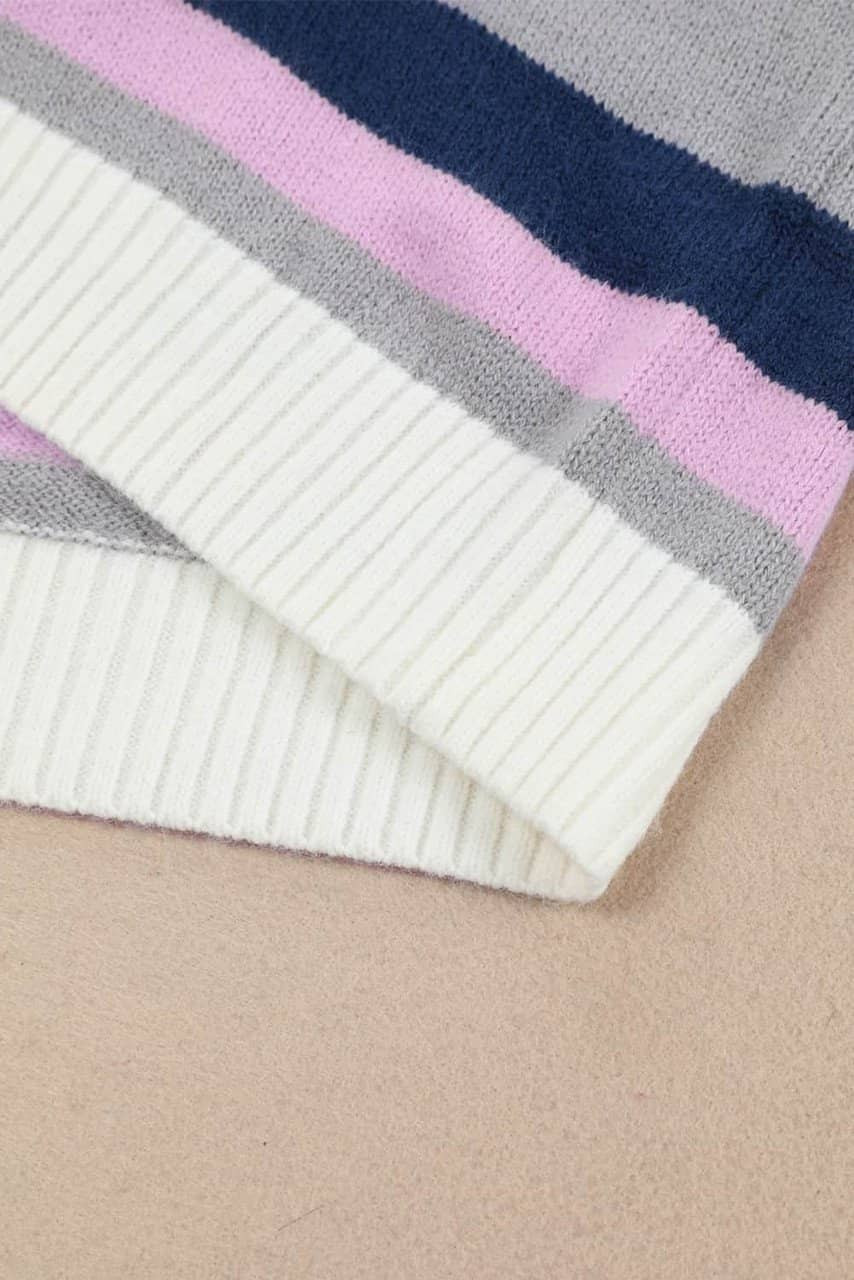 Plus Size Striped Hooded Knit Sweater Plus Size Striped Hooded Knit Sweater