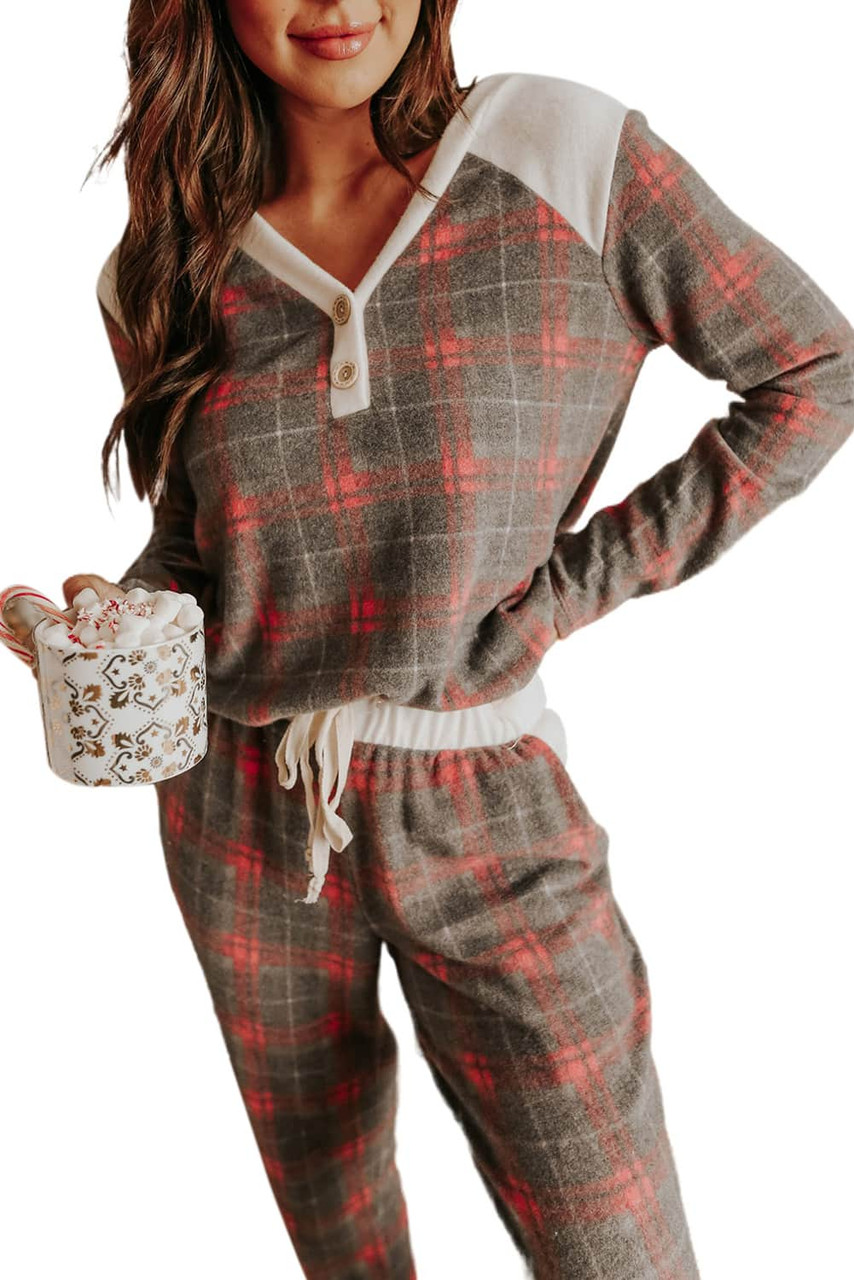 Plaid Brushed 2pcs Loungewear Set