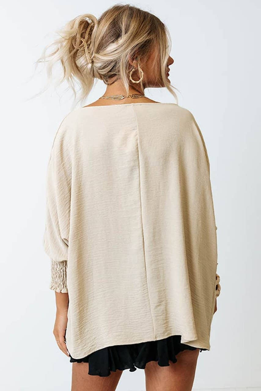 Apricot Smocked Wrist Shift Top Apricot Smocked Wrist Shift Top