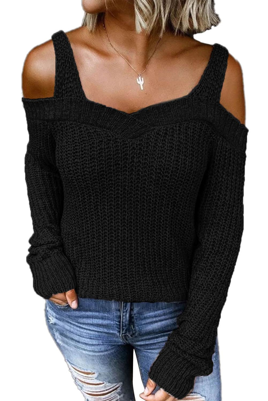 Black Dew Shoulder Juliette Knitted Sweater