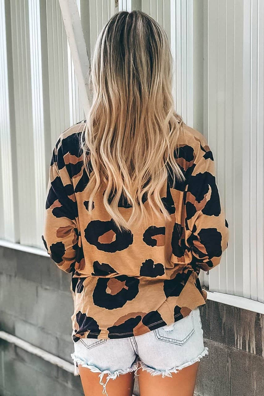 Leopard Print Long Sleeve Loose Top Leopard Print Long Sleeve Loose Top