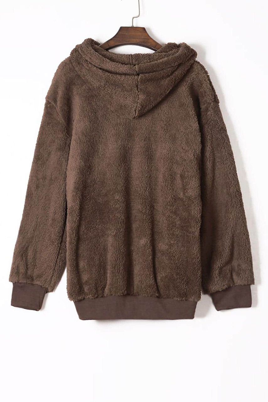 Brown Warm Furry Pullover Hoodie