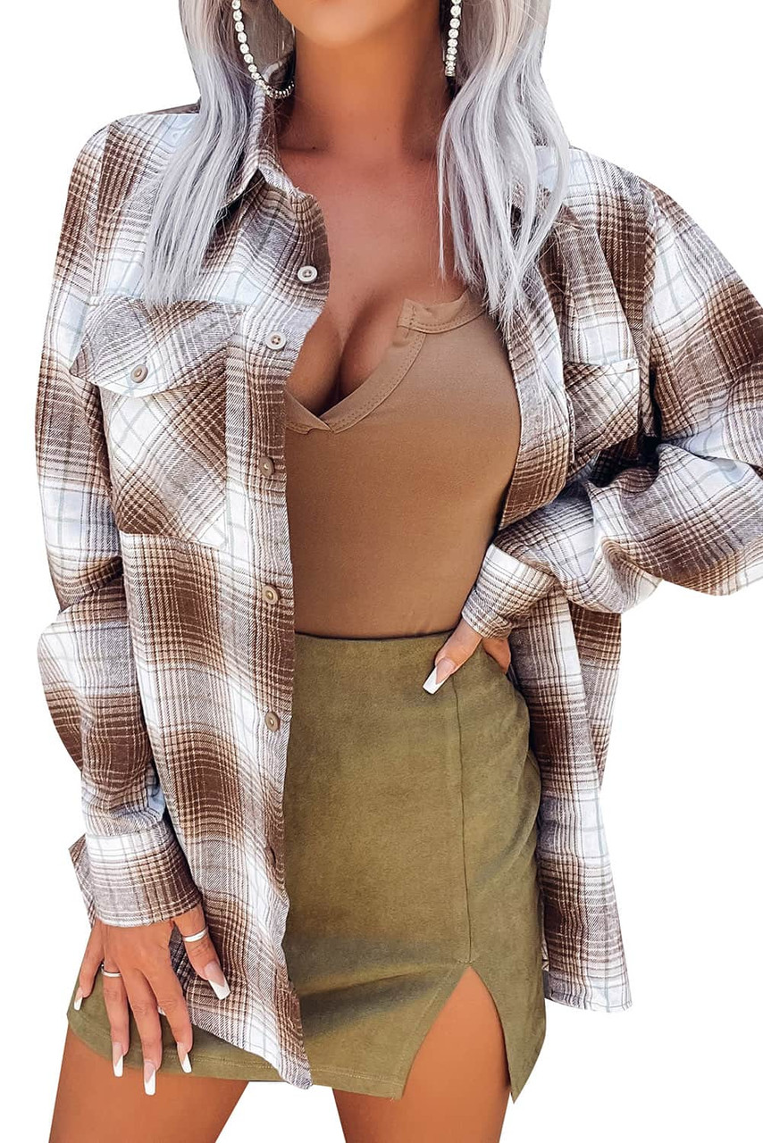 Brown Fantasy Plaid Button Up Shirt