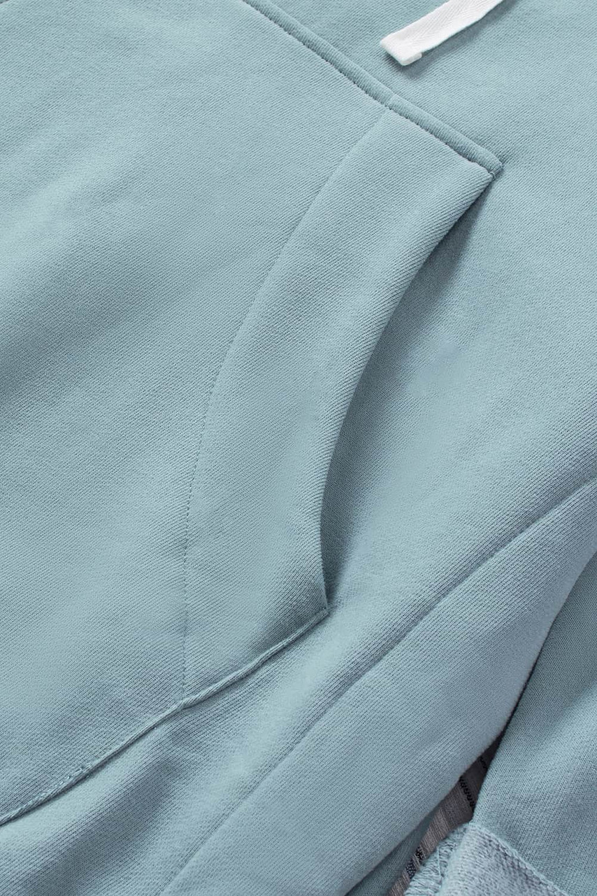 Blue Kangaroo Pocket Oversized Hoodie with Slits