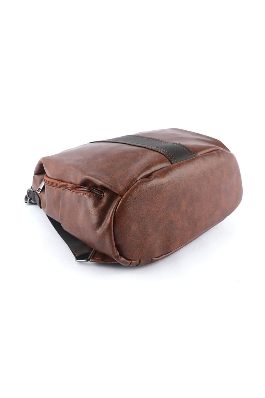 Brown Multifunctional Retro Faux Leather Backpack Brown Multifunctional Retro Faux Leather Backpack